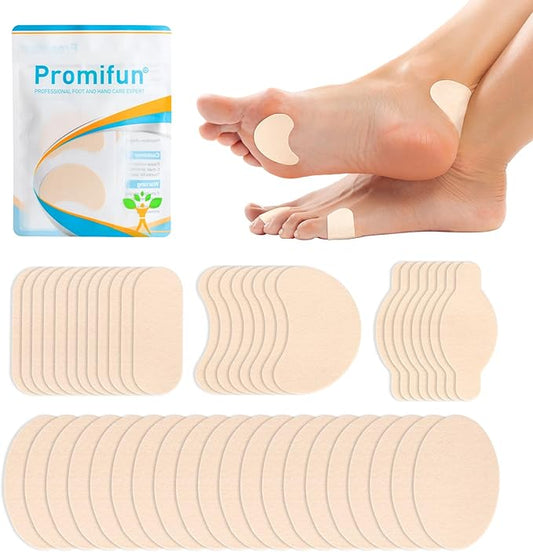Moleskin Strips with Adhesive Blister Prevention Pads Mole Skin Tape Stickers for Feet Heel Shoes Padding-48 Sheets of 4 Shapes，Beige