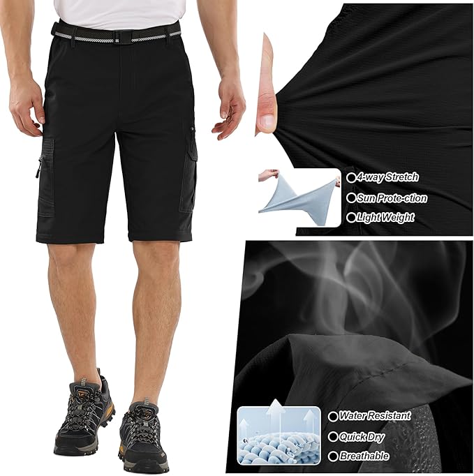 Fishing Hiking Pants for Men, Waterproof Convertible Quick Dry Pants for Wading, Lightweight Breathable