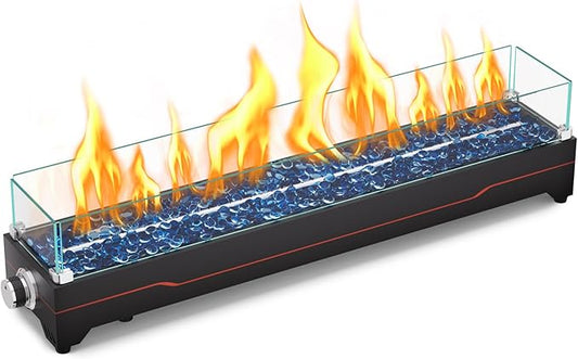 GRISUN Tabletop Fire Pit,36 Inch Propane Fire Pit Table,50000 BTU Table Top Firepit with Glass Wind Guard,Stainless Steel Burner,Fire Glass,Portable Propane fire Pit for Patio, Camping, Backyard & RV