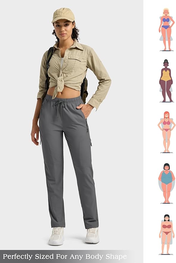 Willit Women's Hiking Pants Quick Dry Cargo Pants Lightweight Water Resistant Travel Golf Pockets Petite/Regular/Tall