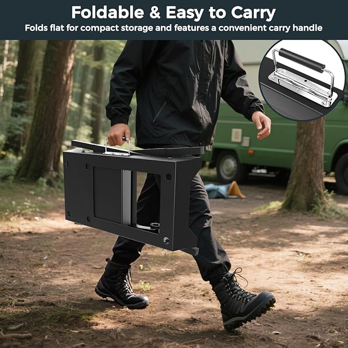 Foldable Griddle Stand for Blackstone 17 & 22 Inch - Heavy-Duty Outdoor Grill Table with Adjustable Legs, Side Shelf, Utensil Hooks - Portable BBQ Stand for Camping, Tailgating, Backyard