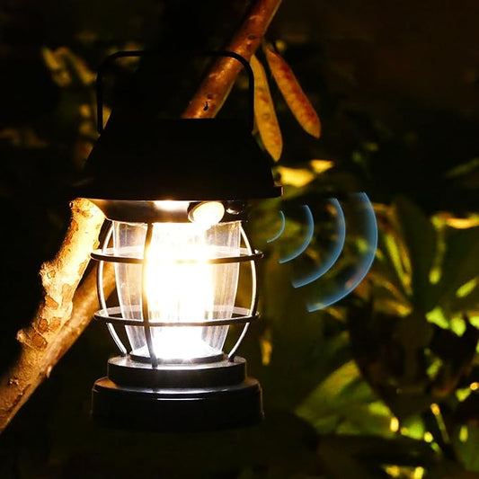 Solar Motion Sensor Lanterns, Outdoor Hanging Lamps, Waterproof, Camping Lights, Rechargeable, Battery Powered, Bright, Decoration for Outside, Porch, Garden, Patio, Yard, Retro Vintage, Gifts