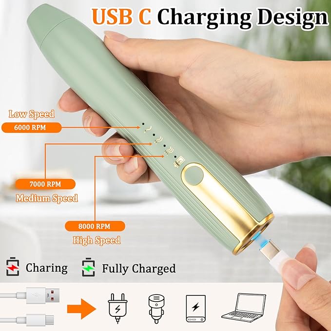 TonJin Frother Wand Rechargeable USB-C Milk Frother Handheld Mixer Electric with 2 Whisk Heads, 3 Speeds Adjustable Coffee Drink Mixer with Stand for Lattes, Matcha, Hot Chocolate, Egg, Matcha(Green)