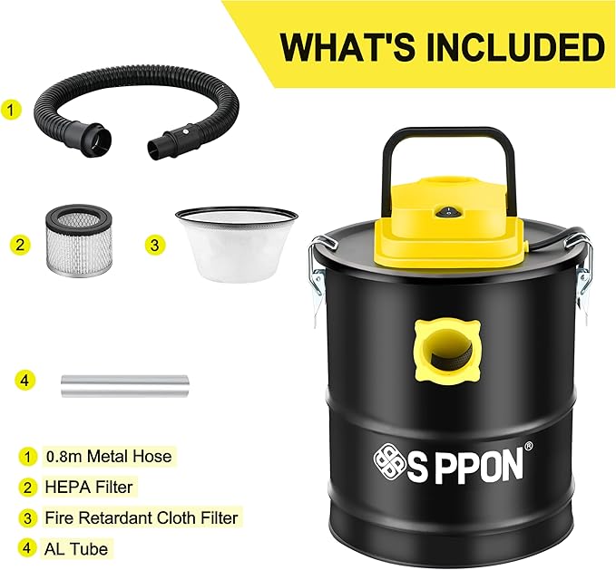 Ash Vacuum Cleaner, Pellet Stove Vacuum Cleaner with Blower Function, 800W Powerful Suction 2.6 Gallon All-in-One Ash Vacuum for Fireplaces, Pellet Stoves