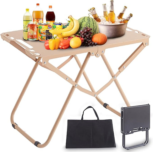 Metal Portable Tactical Camping Table, Foldable Lightweight Small Table with Storage Bag, Durable Carbon Steel Outdoor Picnic Table, Perfect for Fishing, Hiking and BBQ