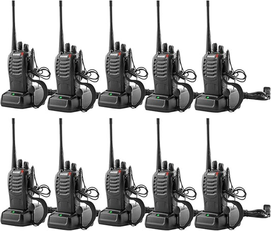 Walkie Talkies Baofeng 888S Radio Rechargeable Walkie-Talkies Long Range with Earpieces for Adults, 2 Way Radios Kids walkie talkies 10 Pack