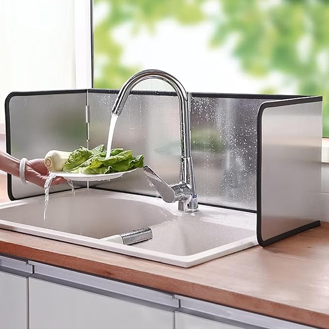 2 pcs 4 Sided Splatter Guards for Frying | Grease Splatter Guard for Frying Pan | Foldable Stainless Steel Grease Splatter Screen | Anti Splatter Foldable Kitchen Backsplash Protector for Stove Top