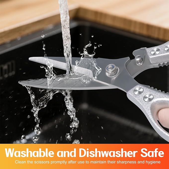 MDHAND Heavy Duty Poultry Shears, Kitchen Food Scissors All Purpose for Meat Cutting, Chicken Fish Fruit Vegetables, Dishwasher Safe Kitchen Shears with Anti-Slip Handle & Safety Lock, Spring Loaded