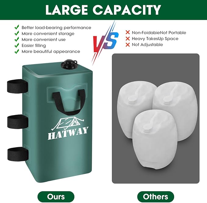 Canopy Weights,176 LBS Water Bag Set of 4 Leg Weights for Pop Up Canopy,Gazebo,Canopies,Tent-4 * 20L-Green