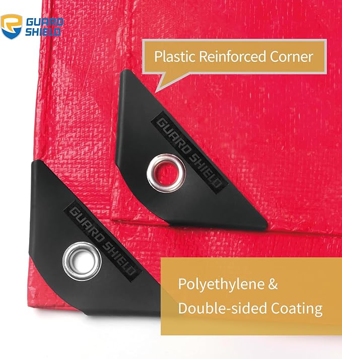 GUARD SHIELD Red Tarp 20x30 Feet Tarps High Visibility Outdoor Poly Cover Lightweight 6mil