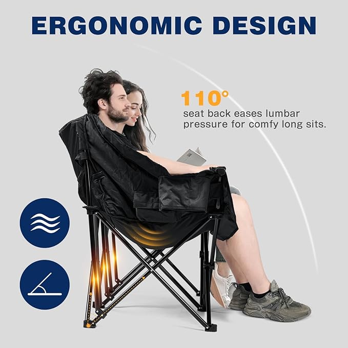 apollo walker Double Camping Chair - Heavy Duty 600lbs Camping Couch with Dual Cup Holder & Carry Bag, Loveseat Camping Chair for Outdoor, Lawn, Beach, Concert, Backyard, Park