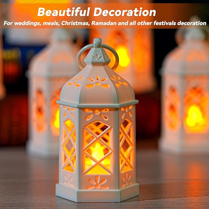 White Candle Lanterns Decorative Indoor Outdoor Mini Small Vintage Rustic Gold LED Farmhouse Fireplace Hanging Lantern Decor Christmas Lanterns Centerpieces for Tables Decorations