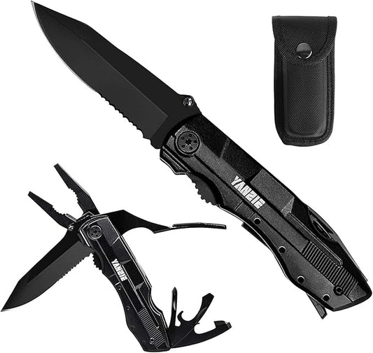 Gift for Dad/Men/Kids, Multitool Pocket Knife with Switch Blades, Can Opener, Wire Cutter, Plier Screwdrivers, Fishing Knife for Camping Hunting