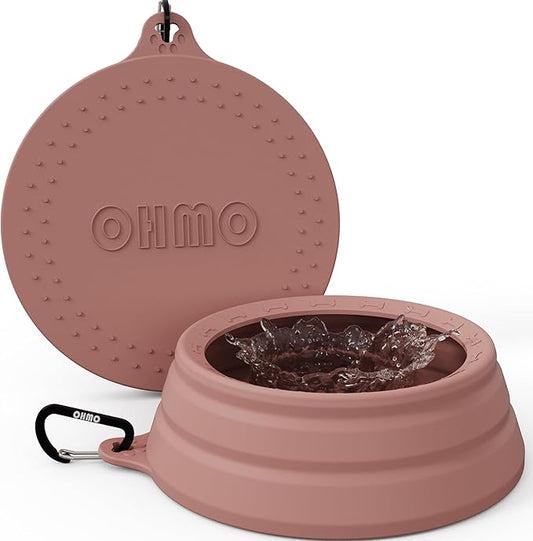 OHMO Spill Proof Collapsible Dog Water Bowl Large 34oz for Cars, No Splash Portable Bowls for Dog Travel, Pet Essentials for Road Trips, Cat Travel Accessories