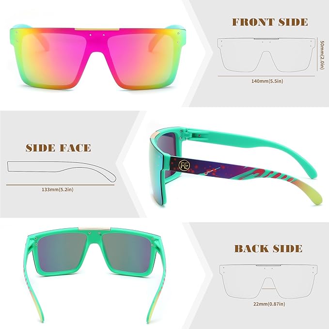 FEISEDY Men Sunglasses Polarized Oversized Square Flat Top Cycling Running Fishing Golf Hiking Sports B2990