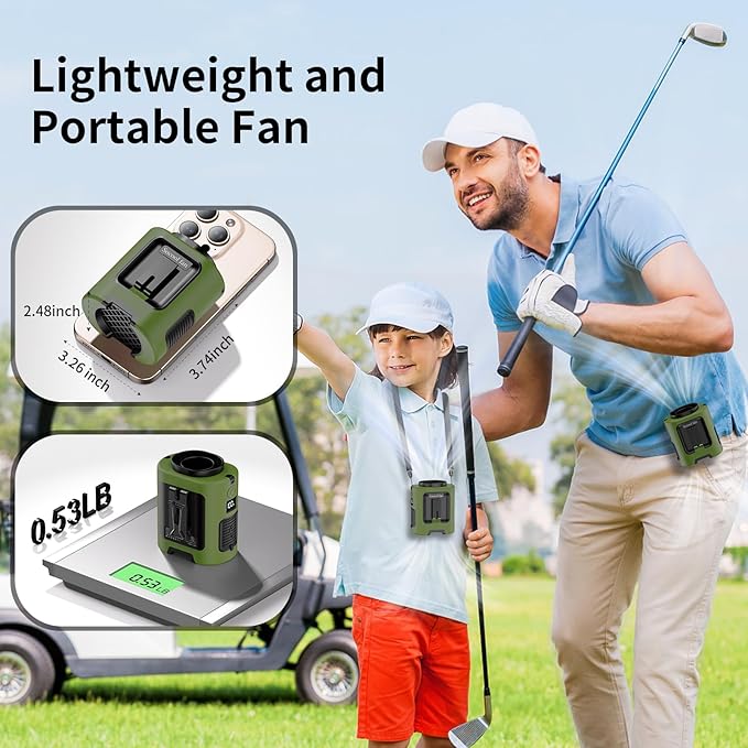 Socool Portable Waist Fan Clip on Wearable Belt, Mini Personal Fans Rechargeable, 4 Speeds 13000RPM, 25H Cooling Shirt Fan Battery Operated, Neck Fan Hanging for Outdoor Camping Travel Jobsite