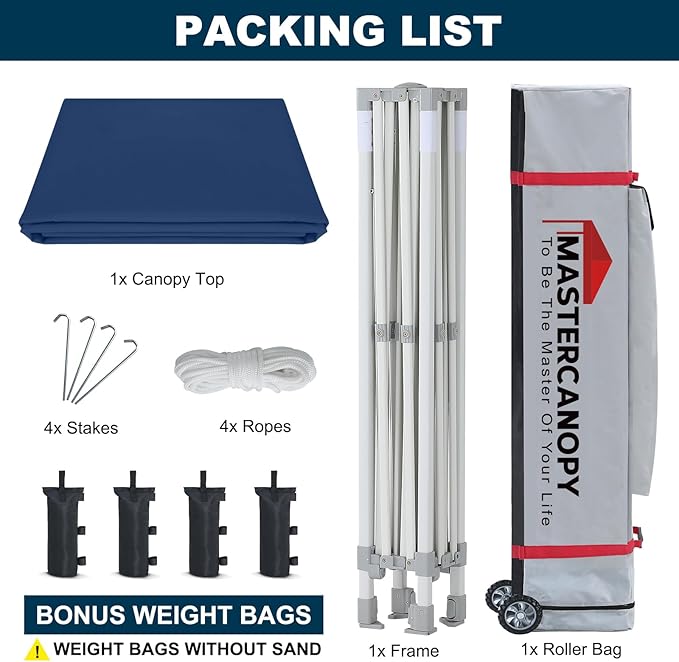 MASTERCANOPY Pop Up Canopy Tent Commercial Grade 10x10 Instant Shelter (Navy Blue)