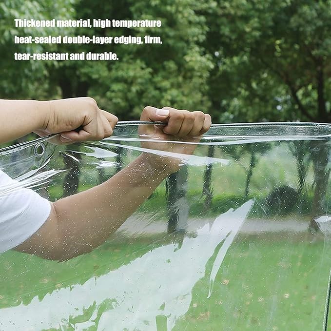Canopies Tarps Clear PVC Waterproof Cloth Tear Resistance Waterproof 0.35mm Vinyl Transparent Awning Canopy Patio Enclosure,Anti-Aging Insulation Soft Glass Tarpaulin (5' x 7')