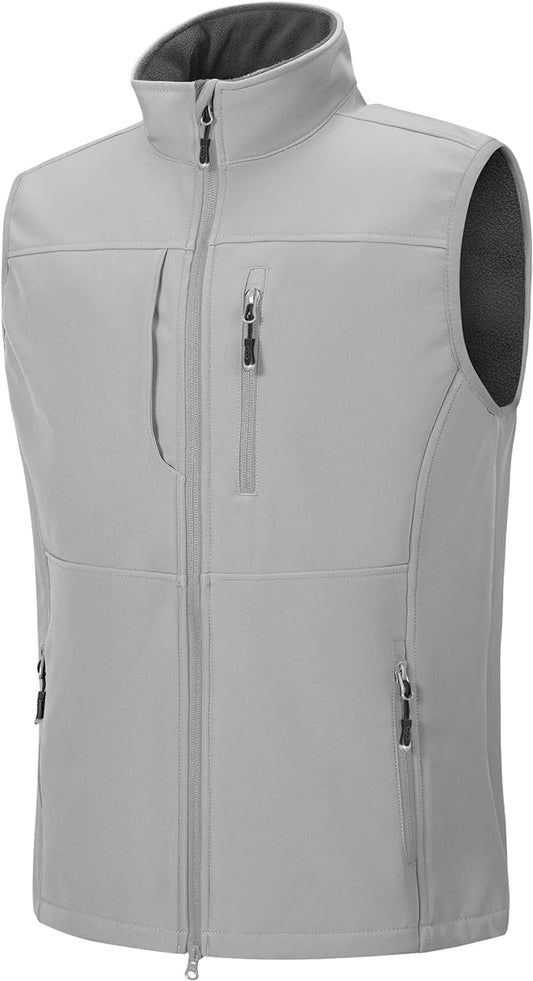 33,000ft Men's Lightweight Softshell Vest Outerwear Zip Up Fleece Lined Windproof Sleeveless Jacket for Golf Running Hiking