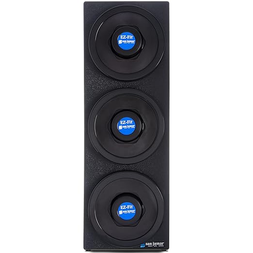 San Jamar Ez-Fit Cup Dispenser Cabinet, 3 Tiers with Black Trim Rings for Restaurants, Dining Halls, and Fast Food, Plastic, 22.375 x 7.75 x 23.75 Inches, Black