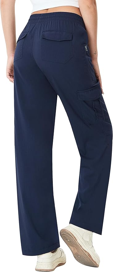 Women's Cargo Hiking Pants Lightweight Casual Quick Dry Straight Leg Camping Travel Pant for Work Golf with Multi-Pocket