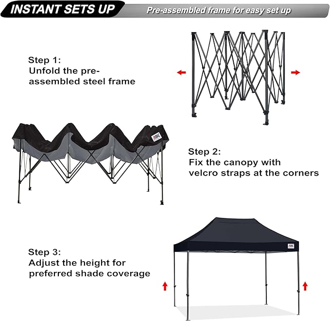 ABCCANOPY Patio Pop Up Canopy Tent 10x15 Commercial-Series (Black)