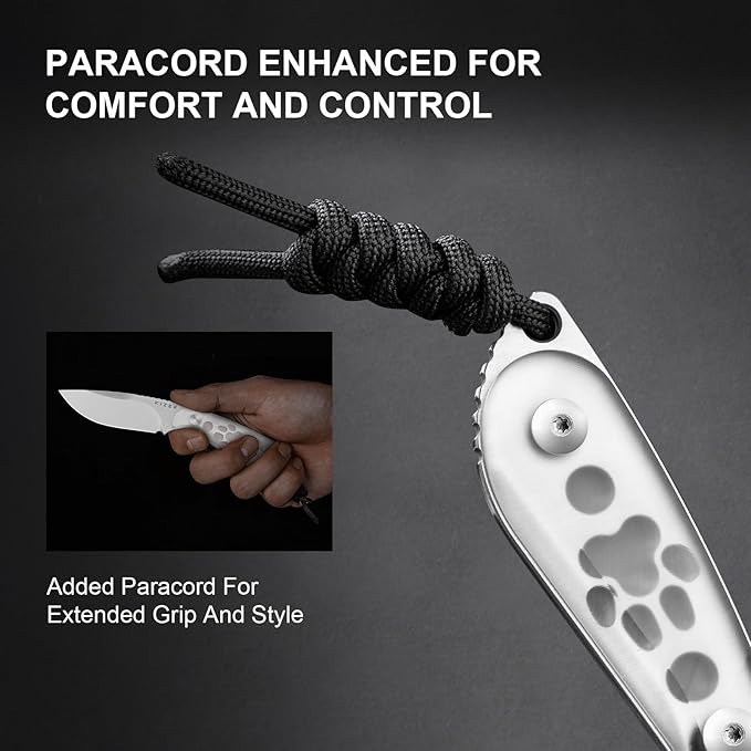 Kizer Buddy Fixed Blade Knife, 3" AEB-L Steel Camping Knife with White Acrylic Handle, Compact EDC Fixed Blade Knives with Sheath for Hiking & Camping 1081A4
