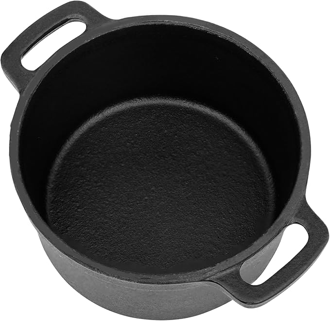 Mini Cocotte 16 oz Mini Dutch Oven 0.5 qt. Cast Iron Garlic Roaster for Oven Garlic Confit Pot Ramekins with Lids Oven Safe Set of 2, Black
