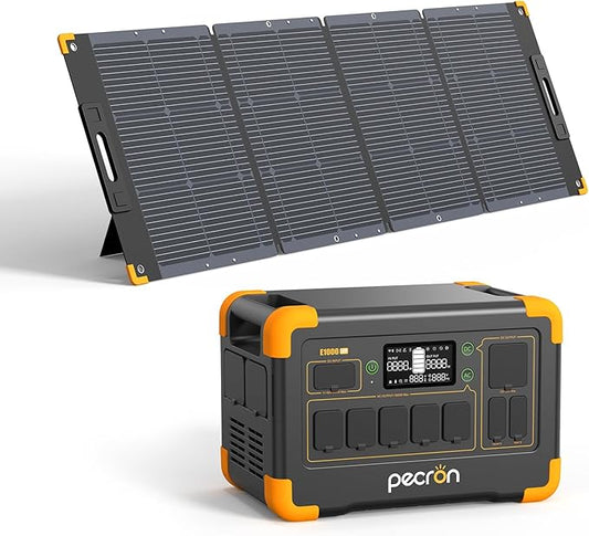 pecron Solar Generator E1000LFP with 300W Solar Panel, 1024Wh LiFePO4 Battery Backup, 1800W Portable Power Station Expandable to 4096Wh, Fast Charging Power Station for Emergencies, Camping, RV