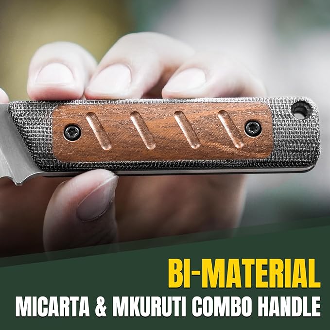 Kizer Smolt Fixed Blade Knife with Sheath, 2.93” 154CM Steel Micarta & Mkuruti Handle Fixed blade Knives, Drop Point Fixed Knife Small EDC Knife for Men Women Camping Pocket Knife 1063C1