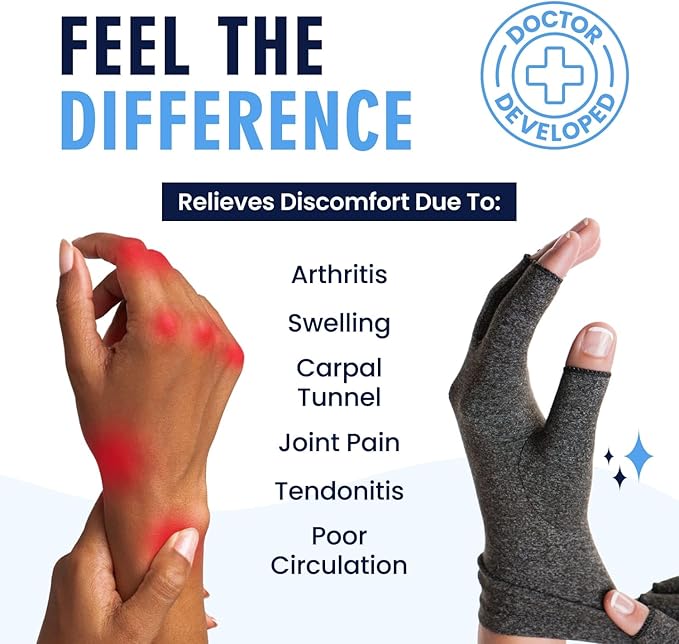 Dr. Frederick's Original Arthritis Compression Gloves for Women & Men - Ideal for Arthritis Hand Pain Relief, Carpal Tunnel, Reynaud’s & Poor Circulation - Large