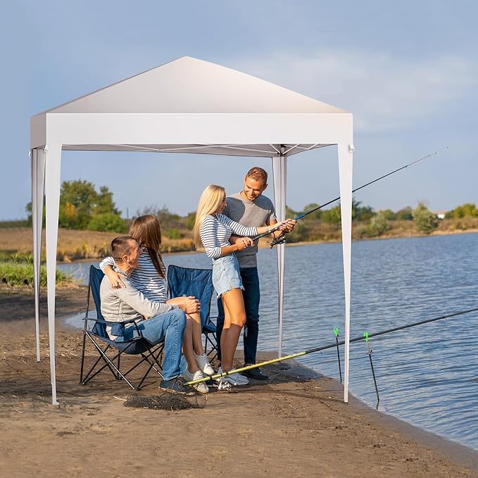 Outvita 6.5x6.5ft Pop Up Canopy Tent, Outdoor Instant Shelter Folding Canopy with 4 Side Walls and Carry Bag for Commercial Events, Party, Backyard BBQ, Camping White