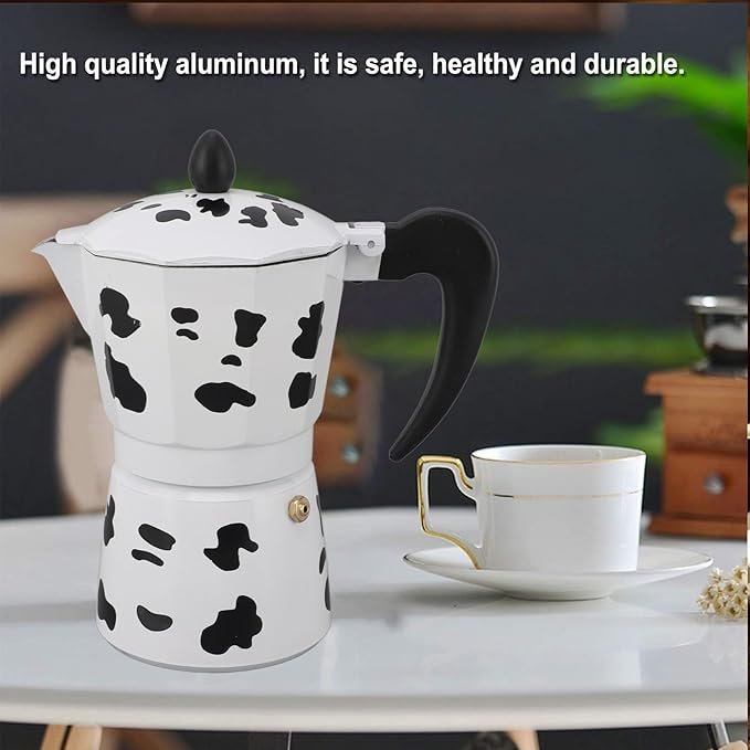 Coffee Pot,Coffee Pot Household Hand Pour Kettle Concentrated Milk Cow Color with Italy Aluminium for Kettle Boil for Home Cafe Outdoor Activities Camping Travel (6 Cups 300ML)