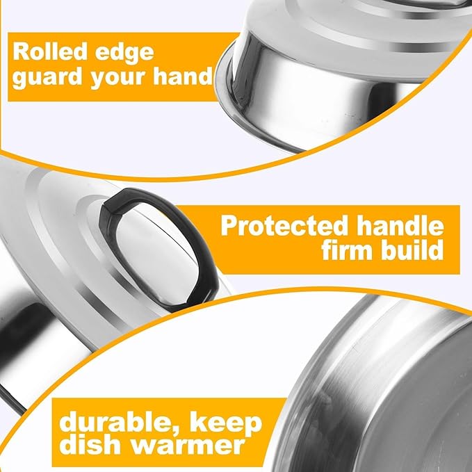 4 Sets Cheese Melting Dome, Stainless Steel Round Basting Steaming Cover, Metal Griddle Grill Accessories Griddles Lid for Flat Top Griddle Teppanyaki BBQ Cooking Indoor & Outdoor