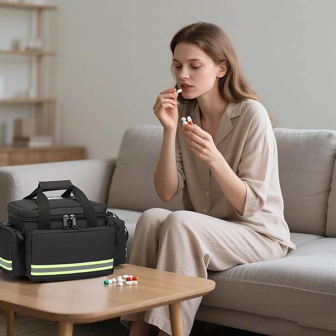 Medical Bags Empty First Aid Bag,First Responder Bag,First Aid Kits Organizer with Detachable Dividers,Emergency Bag for Nurses,Home Health Care, EMT