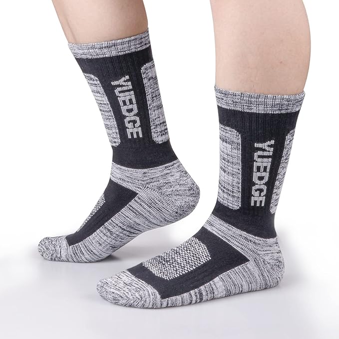 Men's Performance Cotton Moisture Wick Sports Hiking Workout Training Athletic Cushion Crew Socks For Men Size 6-13