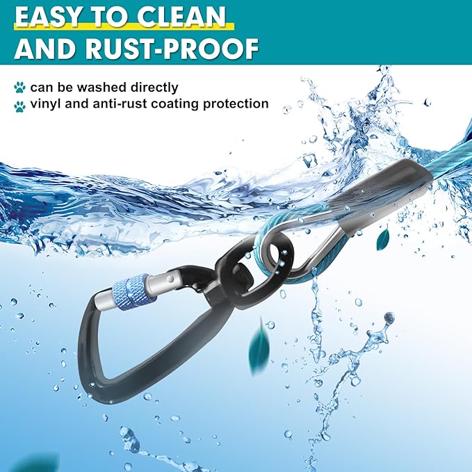 Snagle Paw Dog Lead Cable 20FT,Heavy Duty Outside Dog Leash Cable with Shock Absorbing Spring & Swivel Hook,Dog Tether for Yard,Dog Line for Small Large Dogs,Withstand 1000LBS Break Strength