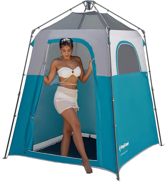 KingCamp Instant Shower Tent, Portable Superior Stable Privacy Shelter, Large Room Outdoor Toilet Tent with Floor for Beach, Camping & Hiking, Setup in Under 60s