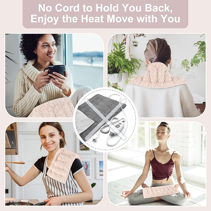 SuzziPad Microwavable Heating Pads for Discomfort Reducing, 7x16 Heating Pad Microwavable, Muscle Ache, Soothing Fatigue for Neck and Shoulder, Rice Heating Pad Microwavable, Warm Compress, Beige