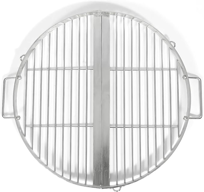 Lineslife Fire Pit Grill Cooking Grate Portable, Stainless Steel Folding Round Firepit Grill Rack with Handles, Outdoor Campfire BBQ Grill for Camping Picnic Gathering, Silver 31.5“