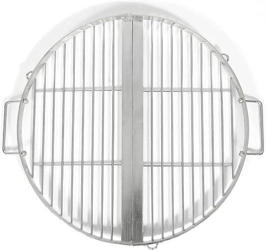 Lineslife Fire Pit Grill Cooking Grate Portable, Stainless Steel Folding Round Firepit Grill Rack with Handles, Outdoor Campfire BBQ Grill for Camping Picnic Gathering, Silver 31.5“