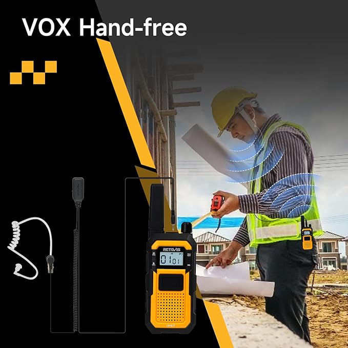 Retevis RB48 Radios Walkie Talkies with Earpiece, Heavy Duty 2 Way Radio Long Range, Advanced Triple Proof, VOX, 2000mAh, Vibration Reminder, Emergency Alert(10 Pack)