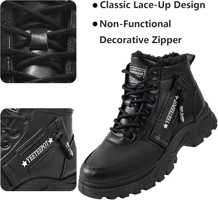 Womens Snow Boots Warm Winter Boots Ladies Fur Lined Ankle Boots Lace Up Outdoor Booties Anti-Slip Sneakers Waterproof Walking Shoes