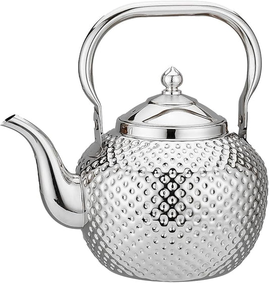 SANQIAHOME 1200ml teapot with Infuser stainless steel Water Boilers lifting handle Tea Maker Water Kettle for Induction/Gas silver