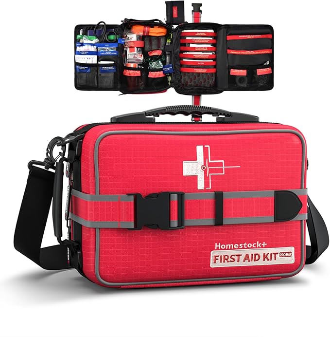 Advanced Comprehensive First Aid Kit with Well Organized Labelled Compartments Removable MOLLE System First Aid Trauma Kits for Car, Home,Camping, Office and etc.-401 Piece