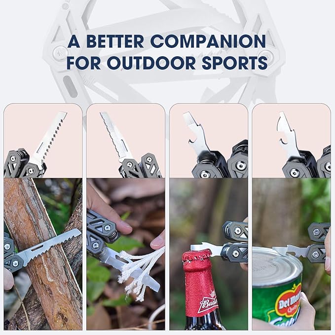 BIBURY Multitool Pliers, 21-in-1 Titanium Multi-Purpose Pocket Knife Pliers with Screwdriver Sleeve, 420 Durable Stainless Steel Multi-Plier Multi Tool for Survival, Camping, Hunting, Fishing, Hiking