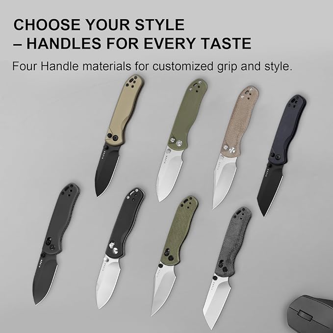 Kizer Drop Bear 2 Pocket Knife, 2.84" Nitro-V Sheepsfoot Blade Folding Knife with Black Micarta Handle, Clutch Lock EDC Knives with Jimping on Spine for Men Women V3619.2KS1