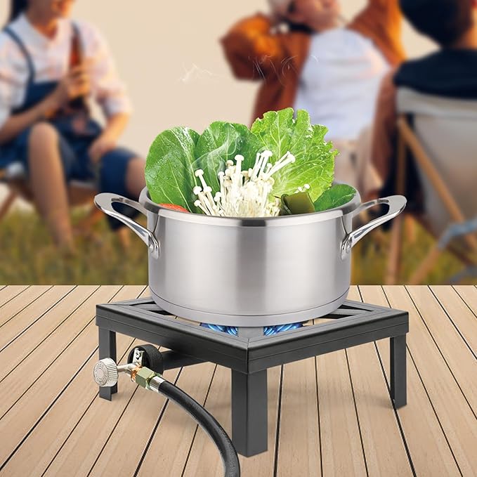 Single Burner Gas Stove, 8000W Portable Outdoor Propane Stove with Adjustable 0-20Psi Regulator Hose for Patio Camping, BBQ, Home Brewing, Turkey Fry, Maple Syrup Prep