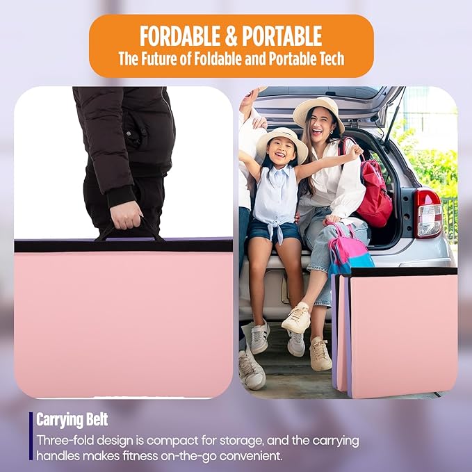 Gymnastics Mats Foldable Tumbling Mats Portable Gymnastics Exercise Mat 2'x6'/2.5'x6.4'/4'x6'/4'x8'/4'x10'/ Gymnastics Tumbling Mats Pad Home Exercise Panel Mat With Carrying Handles