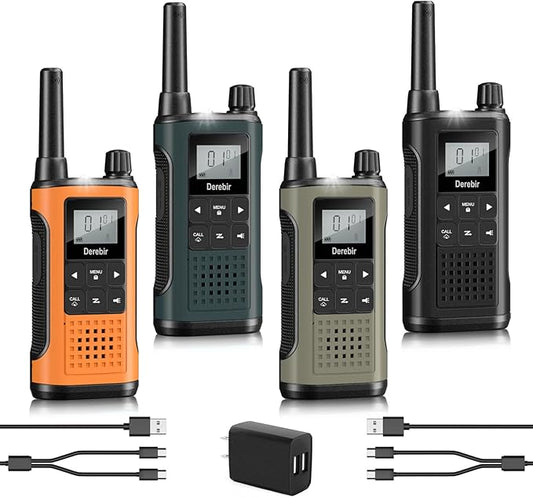 Walkie Talkies Long Range for Adults-4 Pack Rechargeable Walkie Talkies 22 FRS Channels 2-Way Radios with NOAA Weather Alert,VOX,Flashlight and 1500mAh Li-ion Battery for Family Camping Hiking